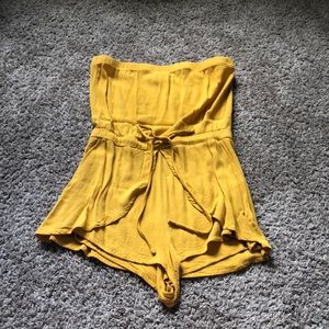 Yellow off the shoulder romper